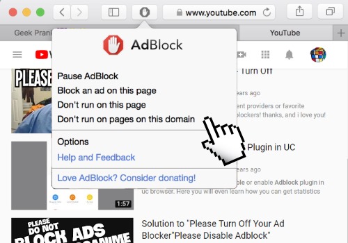 jw to disable add blocker for chrome on mac